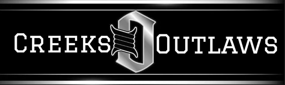 Creeks Outlaws logo with a stylized hand in a thumbs-up gesture inside a shield.